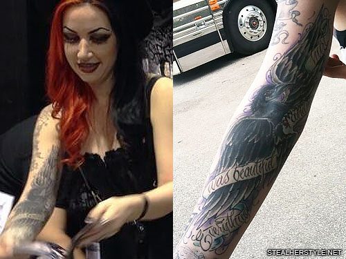 Ash Costello Banner, Bird, Crow Forearm, Upper Arm Tattoo | Steal Her Style