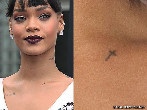 Rihanna Cross Collarbone Tattoo