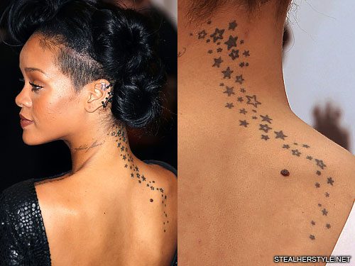 Rihanna Star Neck Upper Back Tattoo  Steal Her Style