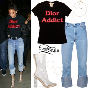 Kendall Jenner: 'Dior Addict' T-Shirt, Clear Boots | Steal Her Style