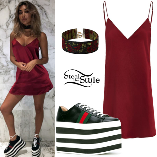 dress with platform sneakers