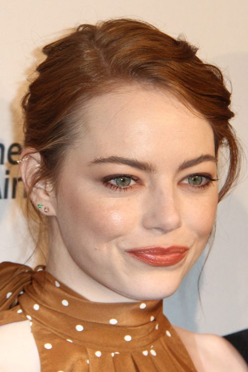 Emma Stone Wavy Ginger Updo Hairstyle Steal Her Style