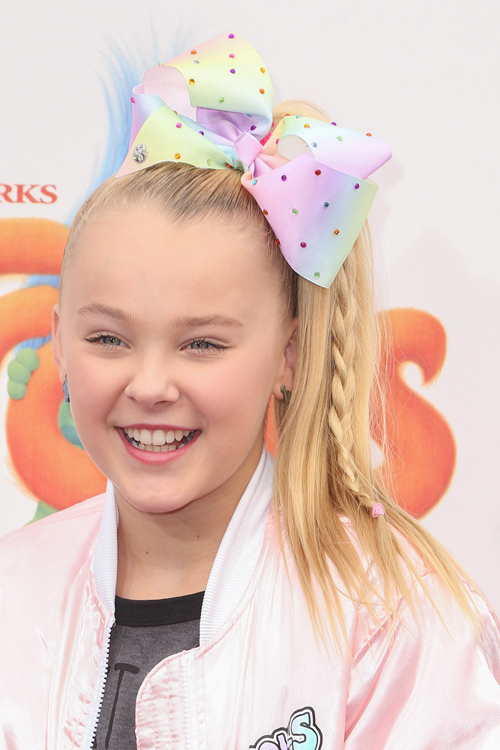 JoJo Siwa Straight Golden Blonde Hair Bow, High Ponytail, Mini Braids ...