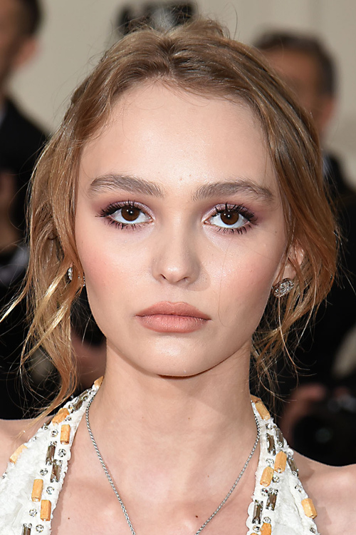 Lily Rose Depp Wavy Light Brown Updo Hairstyle | Steal Her Style