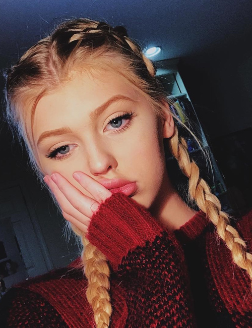 Loren Gray Beech Straight Honey Blonde Pigtail Braids Hairstyle Steal loren-gray-beech-straight-honey-blonde-pigtail-braids-hairstyle-steal