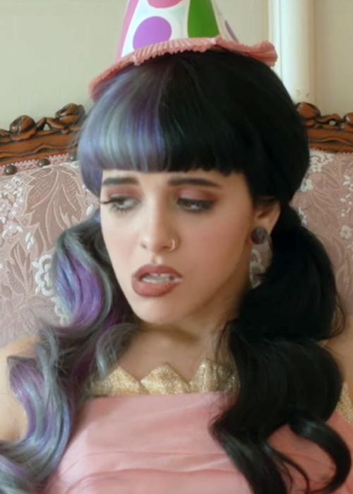 Melanie Martinez Wavy Black, Purple Pigtails, Split Color 