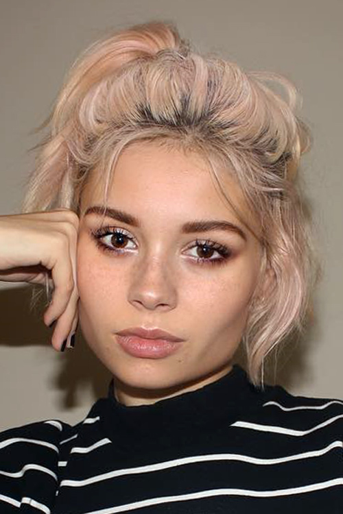 Nina Nesbitt Wavy Pink Face-Framing Pieces, Half-Up Half 