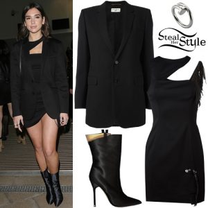 Dua Lipa: Cut Out Dress, Satin Boots | Steal Her Style