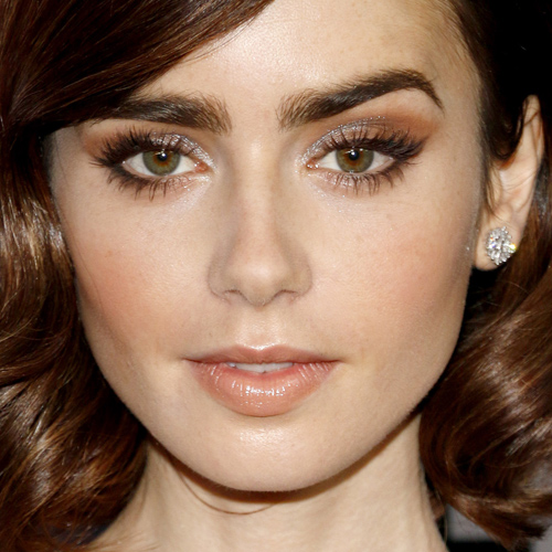 Lily Collins Makeup: Bronze Eyeshadow & Burgundy Lipstick | Steal Her Style