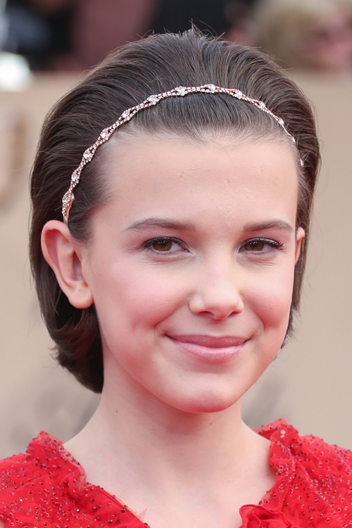 Millie Bobby Brown Straight Dark Brown Bob, Headband 