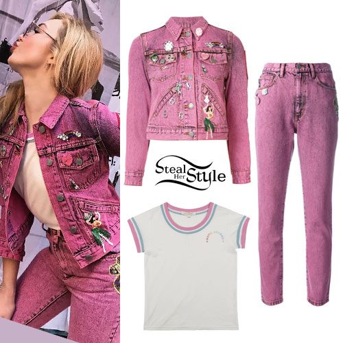 Peyton List: Pink Denim Outfit