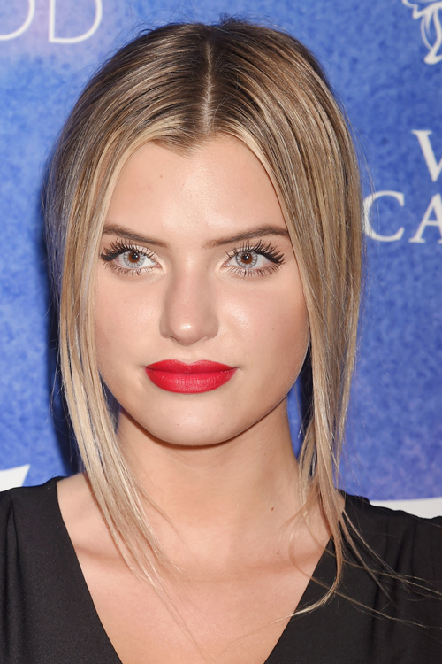 Alissa Violet Straight Medium Brown AllOver Highlights, Low Ponytail