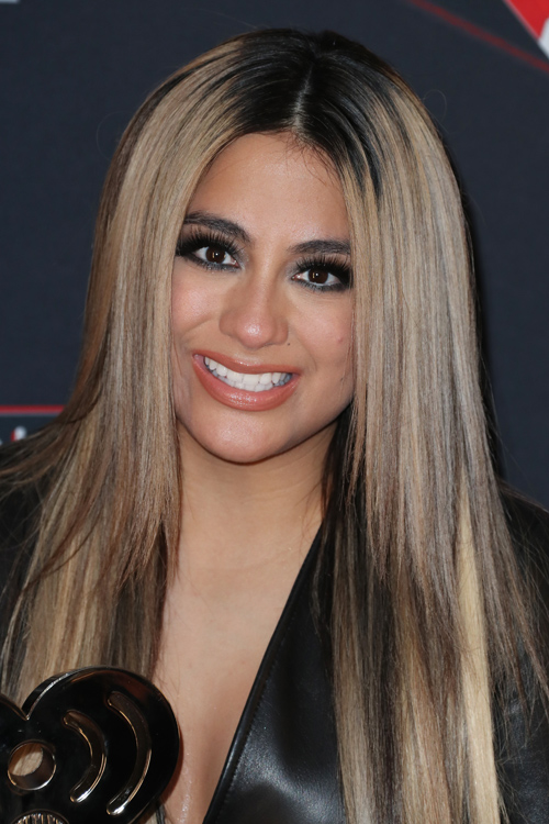 Ally Brooke Straight Light Brown All Over Highlights Angled Flat