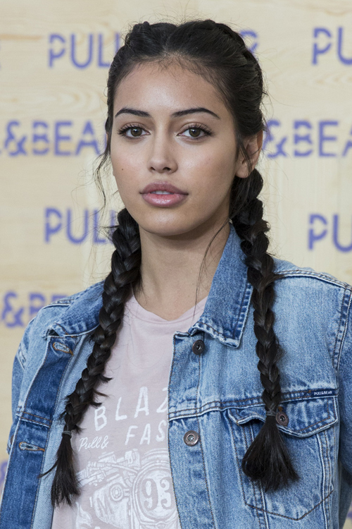 Cindy Kimberly Straight Black Pigtail Braids Hairstyle 