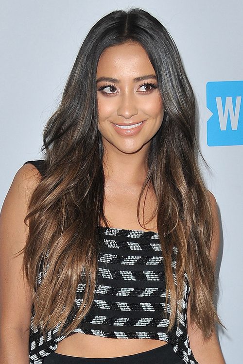 Shay Mitchell Wavy Dark Brown Angled, Loose Waves, Ombré ...
