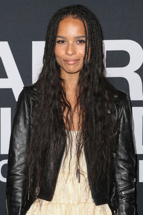 Zoë Kravitz Wavy Black Afro, Mini Braids Hairstyle | Steal Her Style