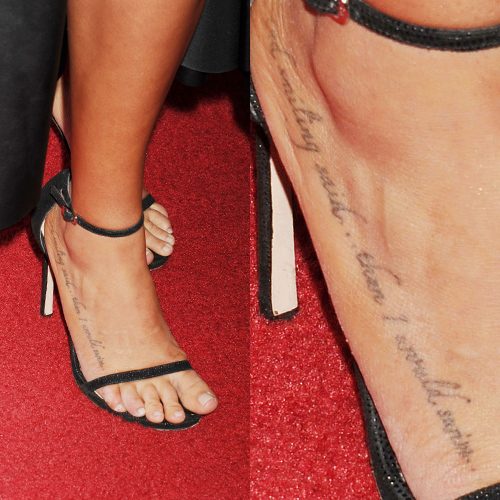 Serinda Swan Writing Foot Tattoo