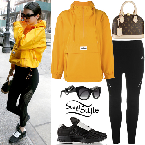 Kendall Jenner: Orange Jacket, Black Leggings