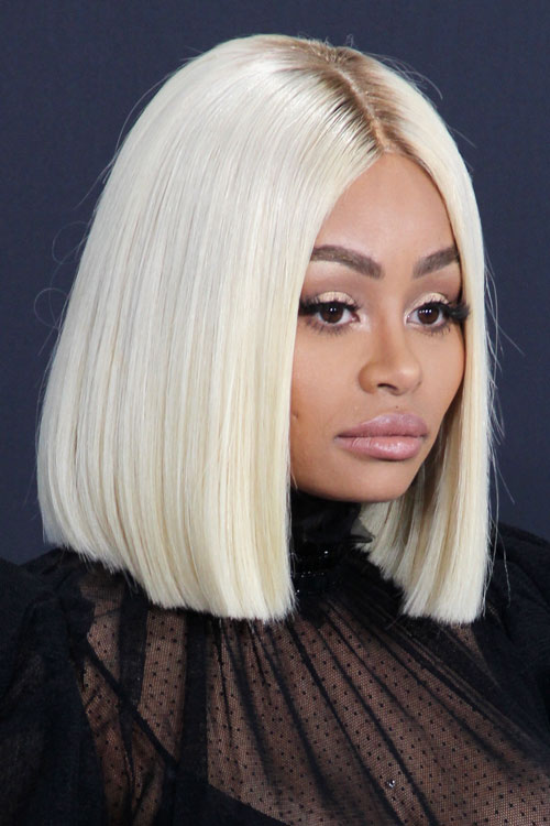 Blac Chyna Straight Platinum Blonde Blunt Cut Dark Roots Hairstyle Steal Her Style 