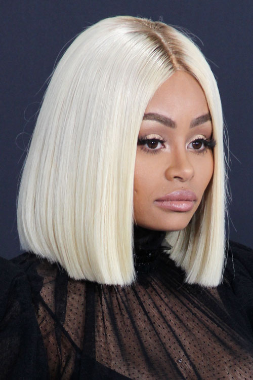 Blac Chyna Straight Platinum Blonde Blunt Cut Dark Roots Hairstyle Steal Her Style 4449