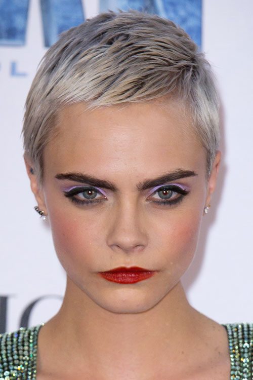 Cara Delevingne Straight Silver Pixie Cut Hairstyle | Steal Her Style