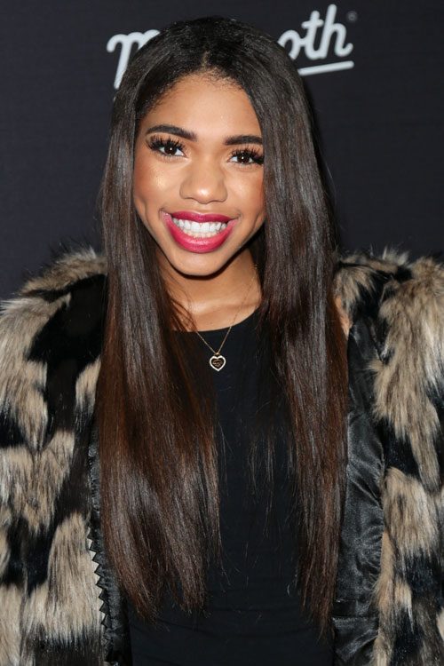 Teala Dunn Straight Dark Brown Flat Ironed Hairstyle Steal Her Style