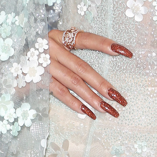 Vanessa Hudgens Brown Glitter Nails Steal Her Style