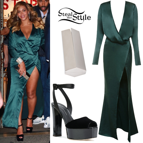 Beyoncé: Suede Dress, Perspex Sandals