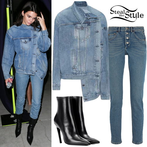 Kendall Jenner: Wrap Denim Jacket, Black Boots | Steal Her Style