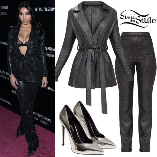 Chantel Jeffries: Metallic Belted Blazer and Pants | Steal Her Style