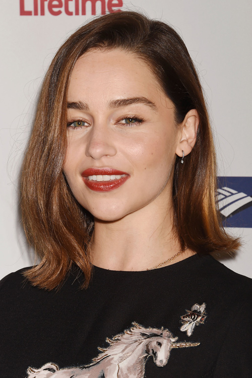 Emilia Clarke Straight Medium Brown Blunt Cut, Bob, Peek-A-Boo ...