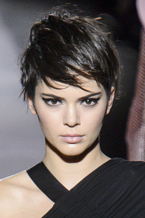 Kendall Jenner Straight Dark Brown Pixie Cut Hairstyle | Steal Her Style