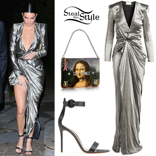 Kendall Jenner: Metallic Dress, Mona Lisa Clutch