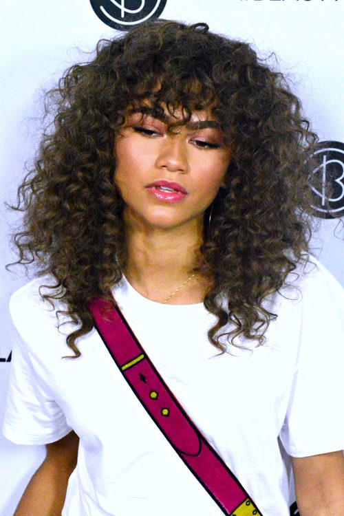zendaya curly hair with bangs  Curly hair styles, Hair, Hairstyles with  bangs