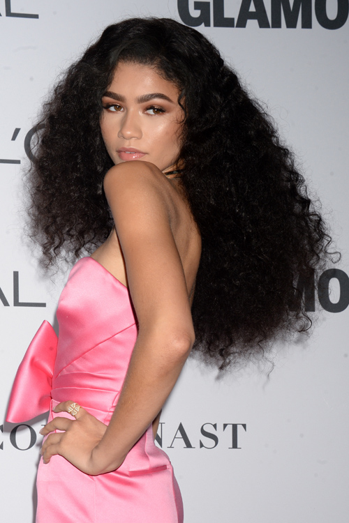 Zendaya Curly, Teased Dark Brown Bouffant Hairstyle | Steal Her Style