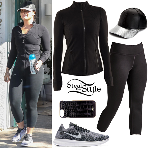 Demi Lovato: Workout Jacket, Black Leggings