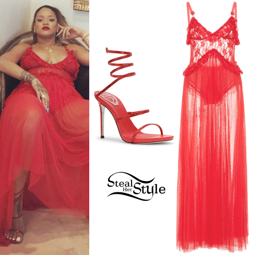 Rihanna red dress