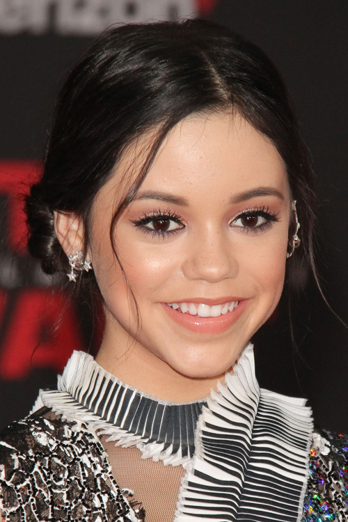 Jenna Ortega Straight Dark Brown Face-Framing Pieces, Updo Hairstyle ...