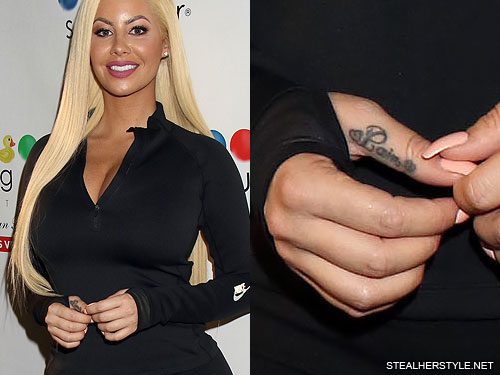 Amber Rose Heart, Writing Finger Tattoo | Steal Her Style