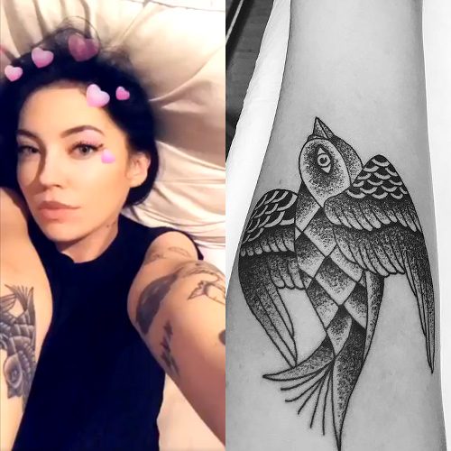 Bishop Briggs Bird Upper Arm Tattoo | Steal Her Style