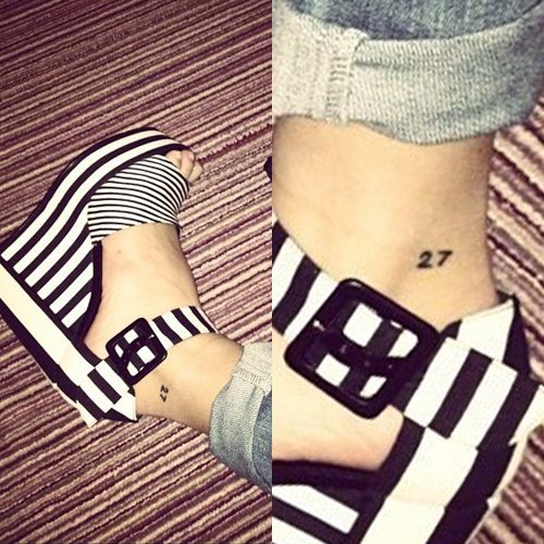 Camille Rowe Number Ankle Tattoo | Steal Her Style