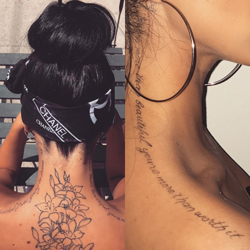 shoulder blade script tattoos
