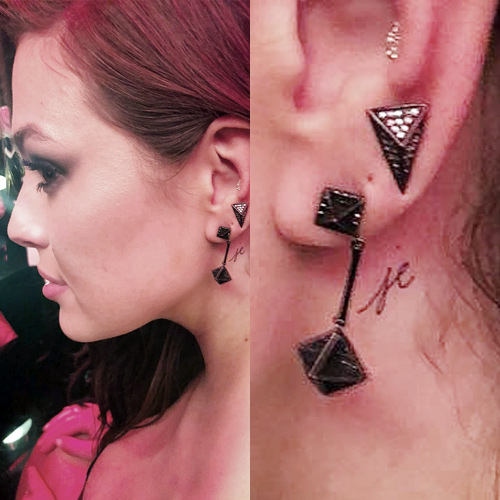 Ashley Graham Writing Behind Ear Tattoo | Steal Her Style
