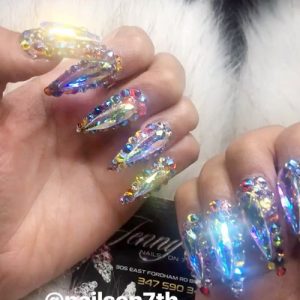 Cardi B Pink Jewels, Nail Art, Stones, Studs Nails | Steal Her Style