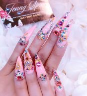 Cardi B Pink Jewels, Nail Art, Stones, Studs Nails | Steal Her Style