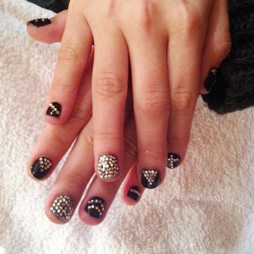 Demi Lovato Black Studs Nails | Steal Her Style