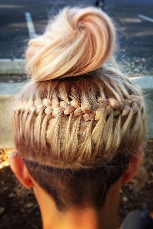 Hayley Kiyoko Straight Braid, Bun, Undercut Hairstyle 