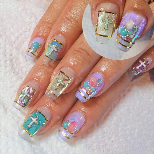 acrylic nail designs with crosses