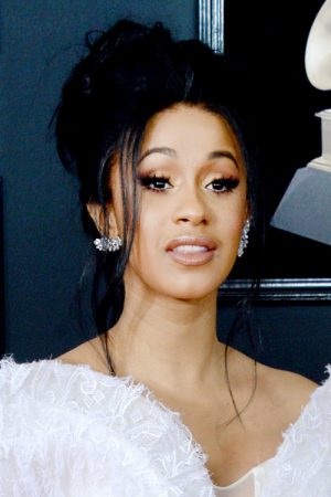 Cardi B Wavy Black Face-Framing Pieces, Updo Hairstyle | Steal Her Style