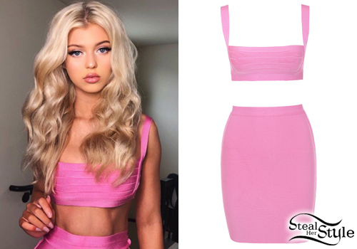 Loren Gray Beech Pink Bandage Top Skirt Steal Her Style